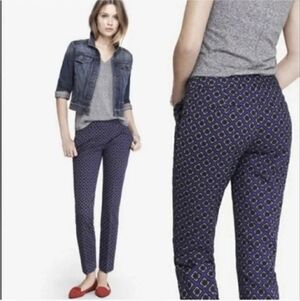 NWOT Express Bright Blue Geometric Columnist Ankle Pants, Women's Sz 0